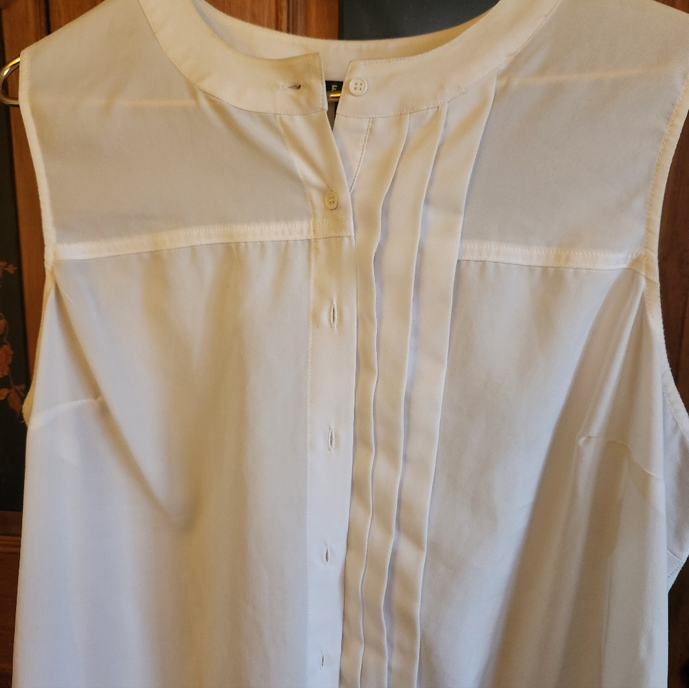 rebels Men's White Sleeveless Pintuck Button-Down Shirt